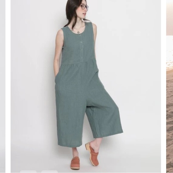 Conscious Clothing Backyard Jumpsuit Size M Cream Linen - Picture 6 of 9